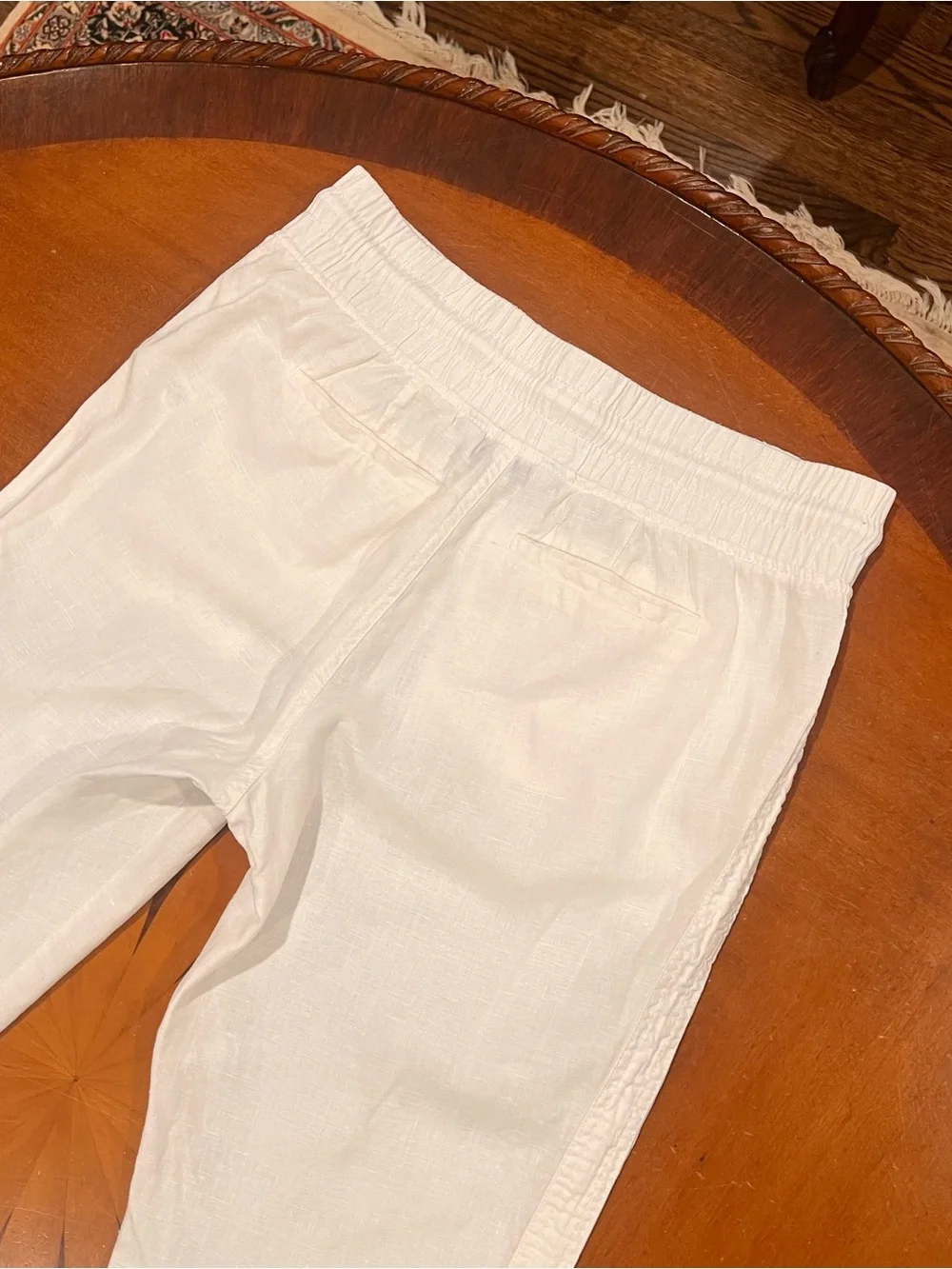 Athleta Women’s Cabo Linen Jogger Pant White 6 Mid-Rise Semi-Fitted Beach Travel
